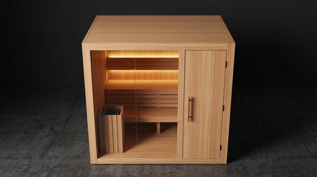 Architectural view of a custom-built sauna