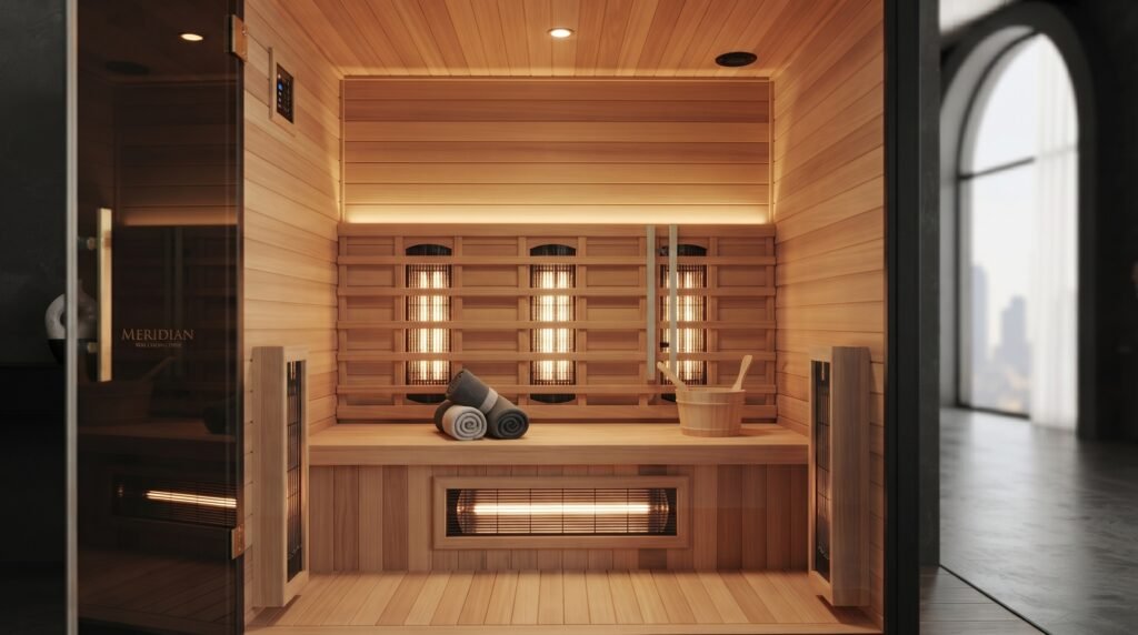 Interior of a personal infrared sauna